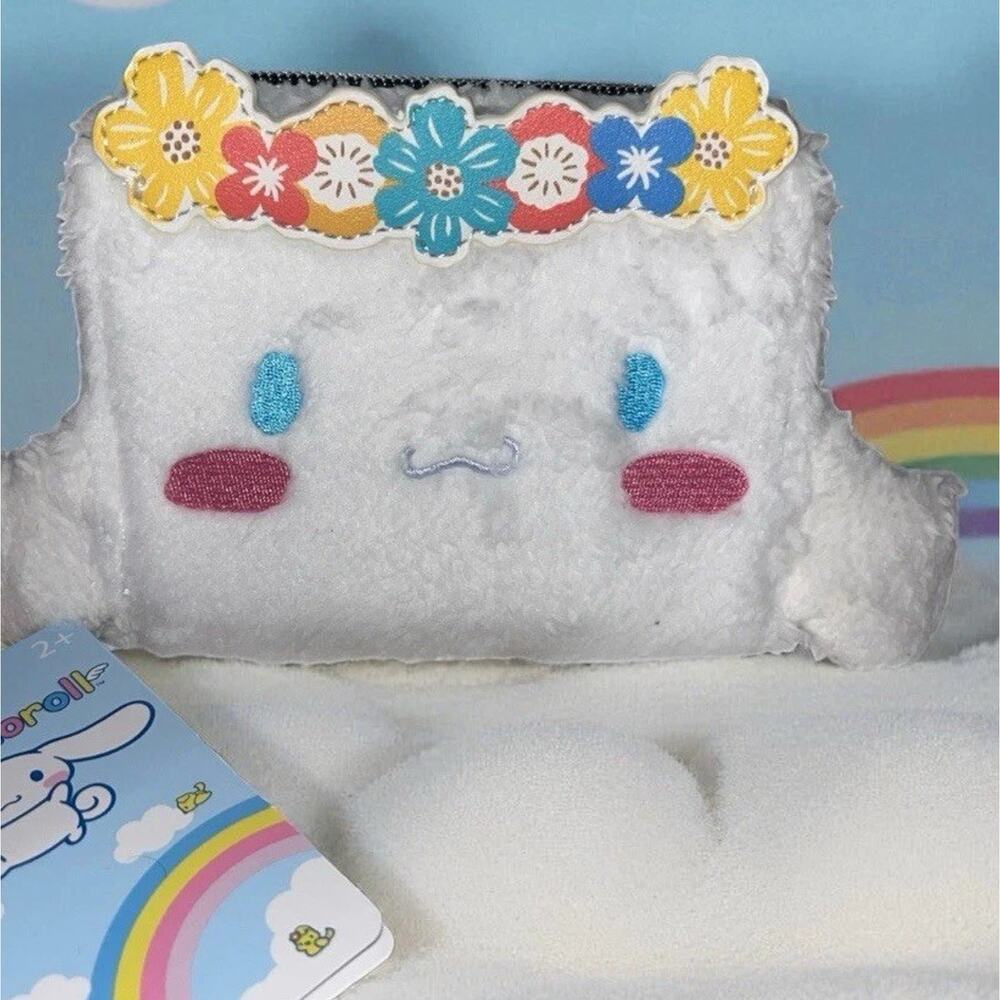 Loungefly Sanrio CINNAMOROLL Flower Crown Fuzzy Plush Zip Around Wallet NWT New - Picture 1 of 8
